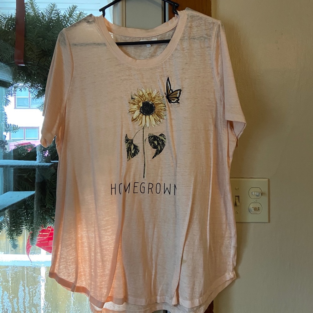 Homegrown Tee with Embroidered Butterfly